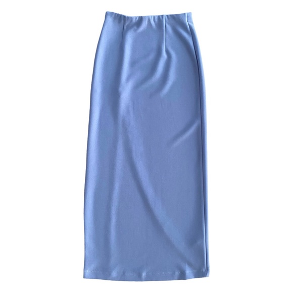 Abercrombie & Fitch Spring Summer Elevated Blue Slit Midi Skirt Women's Size XXS - Picture 4 of 13